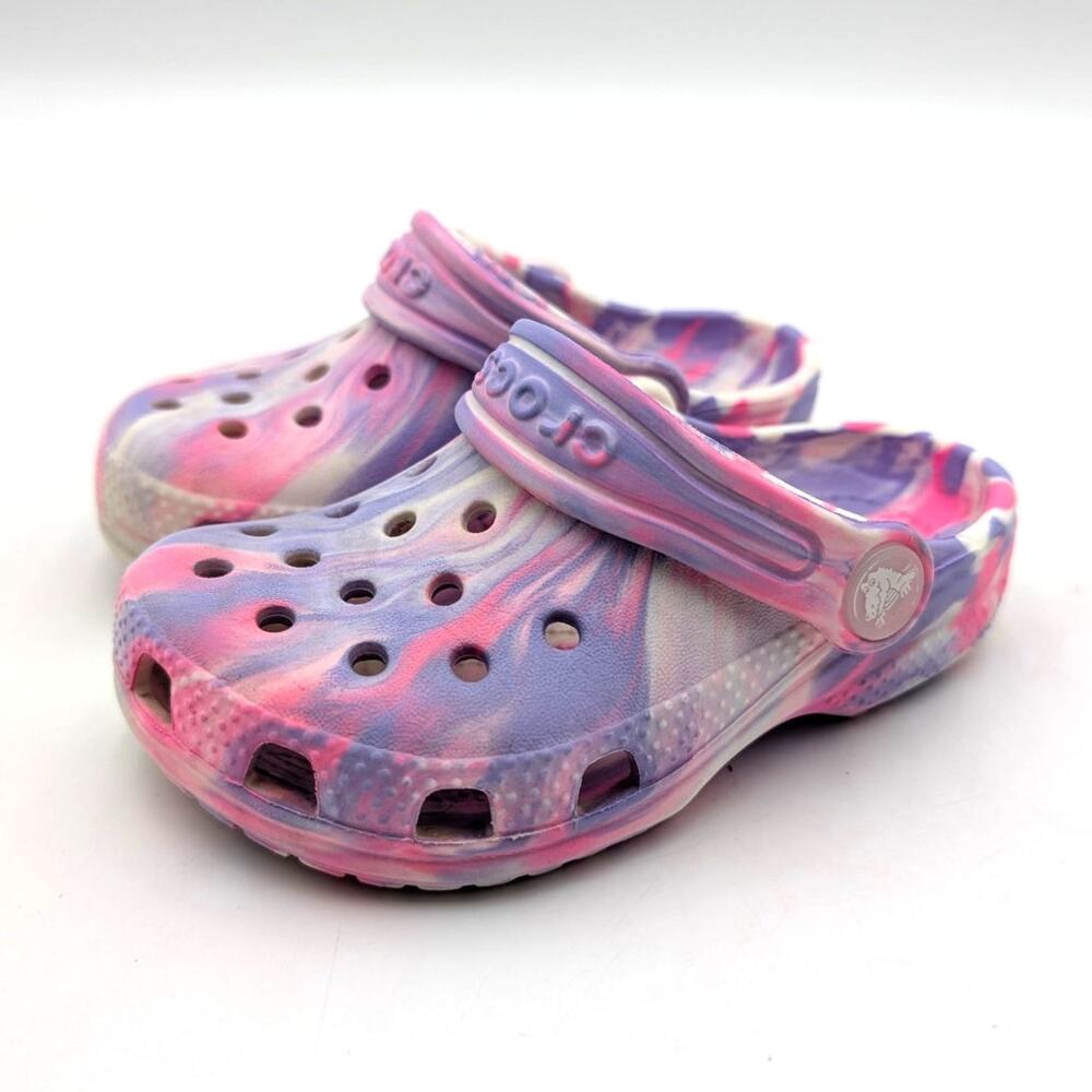 Crocs Classic Glow Dark Marble Clog Kids' Pink/Purple Swirl Size US C8 EU24